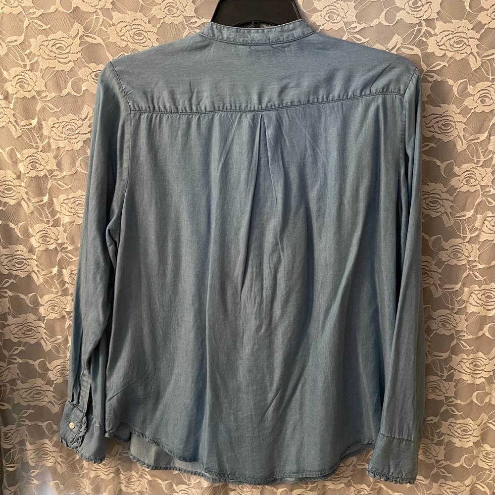 H&M Light Blue Ruffle Front Button-Down Blouse - Picture 2 of 6